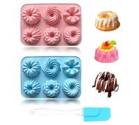 2 Pièces Moules Mini Cake Silicone & 1 Spatule Silicone, Moule a Baba au Rhum,Moules à Muffins Silicone Antiadhésifs pour Gâteaux, Kekses et Donuts Cuisson, Chocolat saint valentin