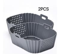 2 pièces Moules silicone Ninja Double Stack XL 9.5L SL400EU - Améliorés, ouverture latérale grande capacité, adaptés, résistants et faciles à nettoyer (Gris)