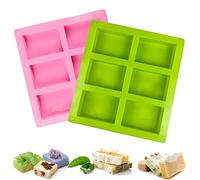 2 Pièces Moulle en Silicone Savon, Moules à Savon Rectangulaires en Silicone, Avec 6 cavités pour Faire de Pâtisserie,Gâteaux,Savons,Biscuits au Chocolat,Glaçons