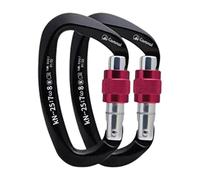 2 Pièces Mousqueton Escalade Crochet D Attache Fermeture Sécurité Aluminium Léger Portable Clip Polyvalent Adapté Au Camping Rappel Randonnée, Noir + Rouge, 10x5.6cm