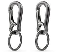 2 Pièces Mousqueton Porte-Clé Anti-Rouille - Pour Clés de Voiture, Sacs à Dos, Camping - Petit Mousqueton Gris-Noir