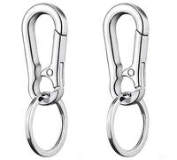 2 Pièces Mousqueton Porte Clé,Petit Mousqueton,Porte Clé Mousqueton,Porte Clef Mousqueton,Petit Mousqueton Porte Clé,Anti-Rouille,pour Clés de Voiture,Porte-clés,Sacs à Dos,Camping,Blanc Argenté