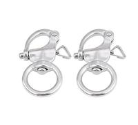 2 Pièces Mousquetons à Cliquet en Acier Inoxydable 316, Anneau Rond Réglable avec Boucle à Déclenchement Rapide, Résistant à la Corrosion pour Sangle d'Appareil Photo ou Bateau (25*76mm)