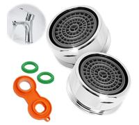 2 Pièces Mousseur Robinet M24 en Laiton - Convient aux Robinets à Filetage Interne de 24 mm, Filtre Robinet Anti-calcaire, Aerateur Robinet Economie d'Eau Anti-éclaboussures avec Clé à Filtre
