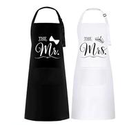 2 Pièces Mr. et Mrs. Tablier de Cuisine Etanche, Tabliers de Cuisine Etanche,Tablier Réglable Chef Tabliers avec 2 Poches pour Femmes Hommes Chef pour Cuisine,Jardinage, Restaurant,Barbecue,Café