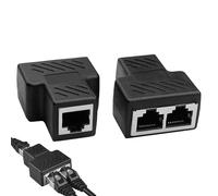 2 Pièces Multiprise RJ45, Doubleur Ethernet Splitter RJ45, 1 à 2 Ethernet Splitter Double Socket, LAN Rallonge Connecteur Réseau à Double Port pour Câble Cat5 Cat5e Cat6 Cat7