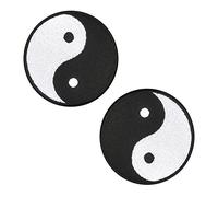 2 Pièces Mystérieux Oriental Taiji Rune Taoïsme Ying Yang Symbole Applications Patch De Broderie Compatible avec Velcro pour Sac à Dos, Vêtements