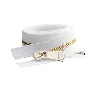 2 pièces, n° 5, fermeture éclair métallique dorée colorée ouverte de 30 à 80 cm, adaptée aux poches de vêtements faits main et aux accessoires de couture de chaussures.,Blanc,50 cm
