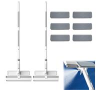 2 Pièces Nettoyeur De Vitres, Rotatif Window Buddy avec Fonction De PulvéRisation Lave Vitres avec 6 Chiffons De Nettoyage Amovible Dispositif De Nettoyage De Vitres avec Manche TéLescopique