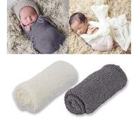 2 pièces Newborn Wrap - Couverture Extensible pour Nouveau-né - BéBé Nouveau-Né Accessoires Photo Enveloppes de Photographie, Bricolage Nouveau-Né Couverture Photo Emmailloter Accessoires Wrap, Vert