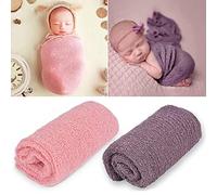 2 pièces Newborn Wrap - Couverture Extensible pour Nouveau-né - BéBé Nouveau-Né Accessoires Photo Enveloppes de Photographie, Bricolage Nouveau-Né Couverture Photo Emmailloter Accessoires Wrap, Vert