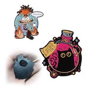 2 Pièces Niedlicher schwarzer Katzen Anstecker Pin chat noir méchant dans une bouteille Ensemble de broches adaptées aux sacs aux sacs à dos aux vêtements et aux accessoires