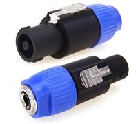 2 pièces NL4FC Prise de Haut-Parleur mâle 4 pôles vers Adaptateur Prise Femelle TS 6.5mm (1/4 ")-connecteur d' avec Verrouillage en métal(Speakon to Adapter)