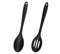 2 Pièces Noir Antiadhésive Cuillere Silicone, 27,5 cm Cuillères à Mélanger en Silicone, Cuillère en Silicones Cuisine à Long Manche, sans BPA, Résistant à la Chaleur, Ustensiles de Cuisine silicone