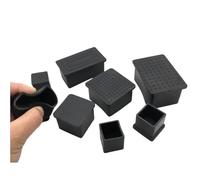 2 pièces Noir carré Chaise Table Pieds Couverture Rectangle Tuyau en Acier Embout Bouchons Meubles Jambe Protecteur Pad 10x10-60x60(20x20mm)