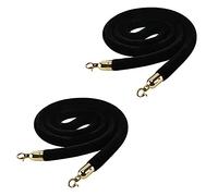2 Pièces Noir Corde de Barrière de File D'attente En Velours,Corde de Barrière de Contrôle des Foules avec des Crochets Dorés,pour événements Sur Tapis Rouge, L'ouverture (Size:4ft/120cm,Color:Noir)