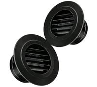 2 Pièces Noir Ronde Grille d'aération Murale Réglable, Grille d'échappement ABS 240 166 110 mm avec Filet Anti-Insectes, Grille Ventilation Exterieur pour Garage, Cuisine, Salle de Bain(240mm)