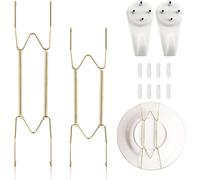 2 Pieces Non-Marking Nail Wall Hooks Invisible Wall Hooks for Plates and Decoration-8 and 10 Inch Stainless Steel Brackets with Protective Sleeves