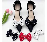 2 pièces Nouveaux clips de chaussures en tissu faits main détachables, accessoires de décoration pour talons hauts et sandales, fleurs de chaussures à la mode Blanc,noir,rougeGéométriquePolyester