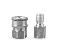 2 pièces NPT 3/8 pouces en acier inoxydable mâle et femelle Kit de connecteur rapide adaptateurs de nettoyeur haute pression raccords filetés tuyau connecteur rapide mâle et femelle Kit