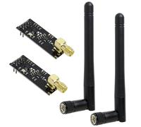 2 Pièces NRF24L01 + PA + LNA Module Émetteur, Récepteur Sans Fil RF avec Antenne SMA 2.4G 1100m Compatible, Solution de Communication à Longue Portée pour Réseaux Point à Point et en Étoile