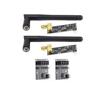 2 PièCes NRF24L01 + PA + LNA RF Module éMetteur-RéCepteur avec Antenne SMA 2.4 GHz 1100M + NRF24L01 Module Sans Fil pour Arduino