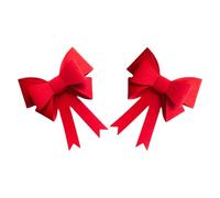 2 Pièces Nœuds Rouges en Velours, Décoration Festive Réutilisable | Felt et Velours, Attaches Clips et Liens, pour Porte D'entrée et Manteau de Cheminée