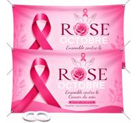 2 Pièces Octobre Rose Décoration/Accessoires et Rubans,150 X 90 Bannière | Pour Événements Solidaires/Octobre Rose Accessoires, pour stands, marches et vitrines
