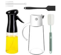 2 Pièces Oil Sprayer Kit, 550ml Distributeur Bouteille Huile, 200ml Pulvérisateur D'huile, Vaporisateur Huile, Pulvérisateur D'huile D'olive Avec Brosse en Silicone, Brosse de Nettoyage (Noir, Blanc)