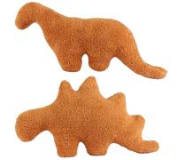 2 Pièces Oreiller Pépite Dino Kit, Dino Oreiller Pépite de Poulet Mignonne, Dino Chicken Nugget en Peluche Amusante pour Garçons, Filles, Cadeaux, Décorations(Stégosaure, Brontosaure)
