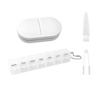 2 Pièces Organisateur de Boîtes de Pilules, Coupe Ccomprimés 2 en 1, 7 Jours Pilulier Organisateur de Médicaments, Séparateur de Comprimés avec Lame Brosse Pinceau pour Enfant Âgé