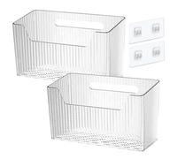 2 pièces organisateur de porte d'armoire étagères adhésives murales pour rangement mural avec trou de drainage 7, 9x3, 4x4, 7 pouces comptoirs transparents panier empilable pour cuisine salle bain