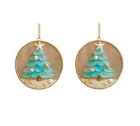 2 Pièces Ornement De Noël en Verre De Mer, Ornements D'arbres De Noël Côtiers, Pendentif Suspendu avec Étoile De Mer Et Accent De Coquillage, Créant Un Outil D'atmosphère Festive pour Chambre