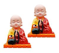 2 Pièces Ornements De Poupée Petite Statue De Moine Qui Secoue La Tête Bouddha Interieur Voiture Figurines Moines Bouddha Hommes Et Femmes Abdos Style Chinois Fantoche