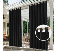 2 pièces Outdoor Rideaux extérieurs Rideaux opaques Rideaux occultants Rideaux thermiques pour terrasse Balcon Jardin Cour, 132x274cm, Noir