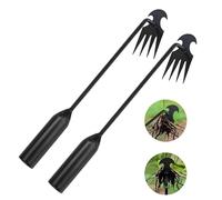 2 Pièces Outil de Désherbage Manuel, Desherbeur Manuel à 4 Dents, Outil de Désherbage en Acier au manganèse, Arrache Mauvaise Herbe, Extracteur de Mauvaises Herbes, pour Désherbage de Jardin