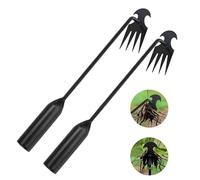 2 Pièces Outil de Désherbage Manuel, Desherbeur Manuel à 4 Dents, Outil de Désherbage en Acier au manganèse, Arrache Mauvaise Herbe, Extracteur de Mauvaises Herbes, pour Désherbage de Jardin