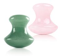 2 Pièces Outil de Massage Gua Sha en Forme de Champignon, Champignon en Pierre Naturelle pour Le Corps, Le Visage, Le Cou, Le Yeux, Spa, Massage Relaxant (Rose, Vert)