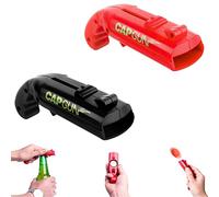 2 Pièces Ouvre-Bouteille Cap Gun, Ouvre-Bouteille En Forme de Pistolet, Ouvre-Bouteilles de Tireur de Lanceur de Pistolet de Bouchon, pour Jeu à Boire à La Maison,Barbecue en Plein Air(Noir Et Rouge)