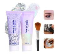 2 Pièces Paillettes Visage, Pailette Makeup Festival Glitter Chunky Gel Liquide Peut être Utilisé pour Les Ongles Cheveux Visage