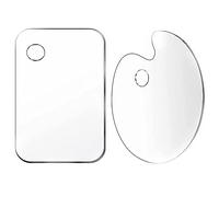 2 Pièces Palettes Mélange pour Peintures, Acrylique Transparent Palette Peinture, Plateaux Ovales pour Peinture, Art Ovale Palette, avec Trou de Poignée, pour Peinture de Bricolage (Ovale et Carré)