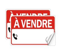 2 Pièces Pancarte À Vendre,30x20cm Autocollante Pancartes À Vendre,Installation Facile, Résistant aux UV et aux intempéries pour Maison, Voiture, Vitrine
