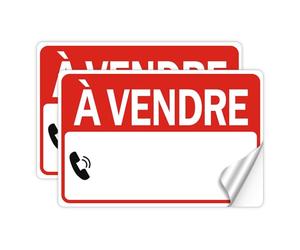 2 Pièces Pancarte À Vendre,30x20cm Autocollante Pancartes À Vendre,Installation Facile, Résistant aux UV et aux intempéries pour Maison, Voiture, Vitrine