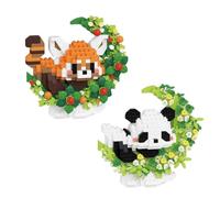 2 Pièces Panda Roux Mini Blocs de Construction Mini Brique Figure Jouets | Animal Miniature Panda Roux Bloc Décoration Briques Animaux Jouets Convient Bricks Cadeau pour Adulte Enfant