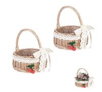 2 Pièces Panier à Fleurs Tissé à Pampilles, Panier Mariage, Panier en Osier Avec Anse, Panier à Fleurs en Rotin Tressé, Pour La Décoration Table Mariage Décoration (Ruban Moyen)