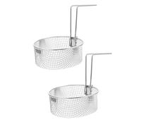 2 Pièces Panier à Friture en Acier Inoxydable 2 L, Poignée Robuste | Maille Ronde, Filtration Rapide de L’huile L’eau, Usage Domestique ou Professionnel, Argenté