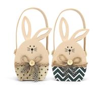 2 Pièces Panier de Pâques de Lapin, Panier Paques Enfant à Remplir, Sac Paques Enfant en Feutre Lapin, Sac Cadeau Paques avec Anse, Panier Oeuf de Paques pour Enfants Décoration de Pâques (Kaki*2)