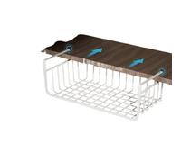 2 pièces panier de rangement sous étagère, panier sous étagère sous étagère de rangement de bureau panier de rangement suspendu sous étagère panier en fil pour étagère de cuisine (M Blanc)