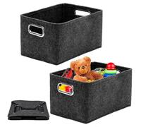 2 Pièces Panier Feutre, 30 X 20 X 20 cm Panier de Rangement en Feutre Rangement Feutre Pliable avec PoignéE pour Ranger Vêtements, Serviettes, Articles de Toilette, Livres et Bien Plus Encore. Gris