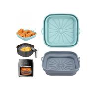 2 Pièces Panier Moule pour Friteuse à Air Chaud Réutilisable Airfryer Pot Plat Carré Pliable Doublure Liner pour Friteuse Air